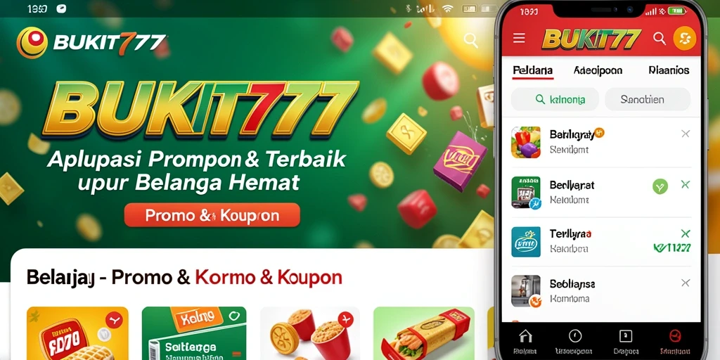 Screenshot aplikasi BUKIT777 menampilkan antarmuka Promo & Kupon.