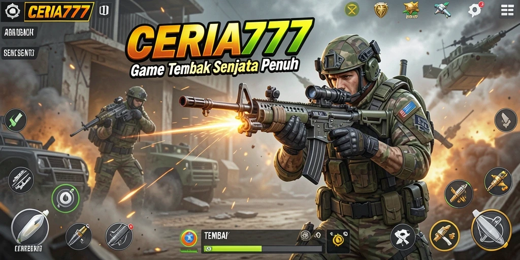 Tampilan antarmuka CERIA777 yang intuitif untuk game Tembak Senjata.