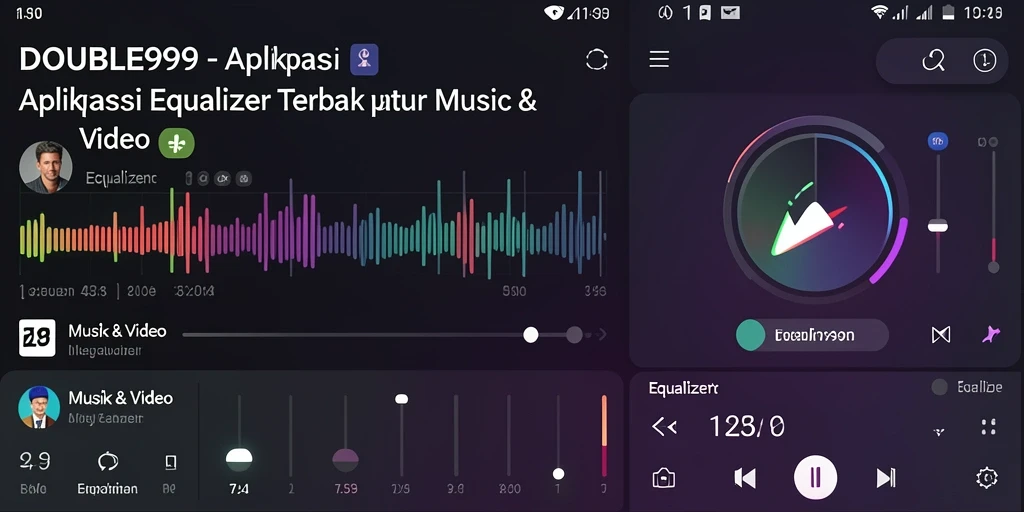 Tampilan antarmuka utama aplikasi DOUBLE999 dengan fungsi Equalizer.