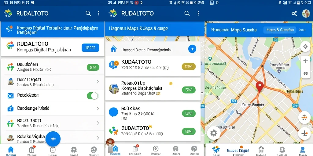 Antarmuka aplikasi RUDALTOTO yang menampilkan fungsi kompas digital dengan jelas.