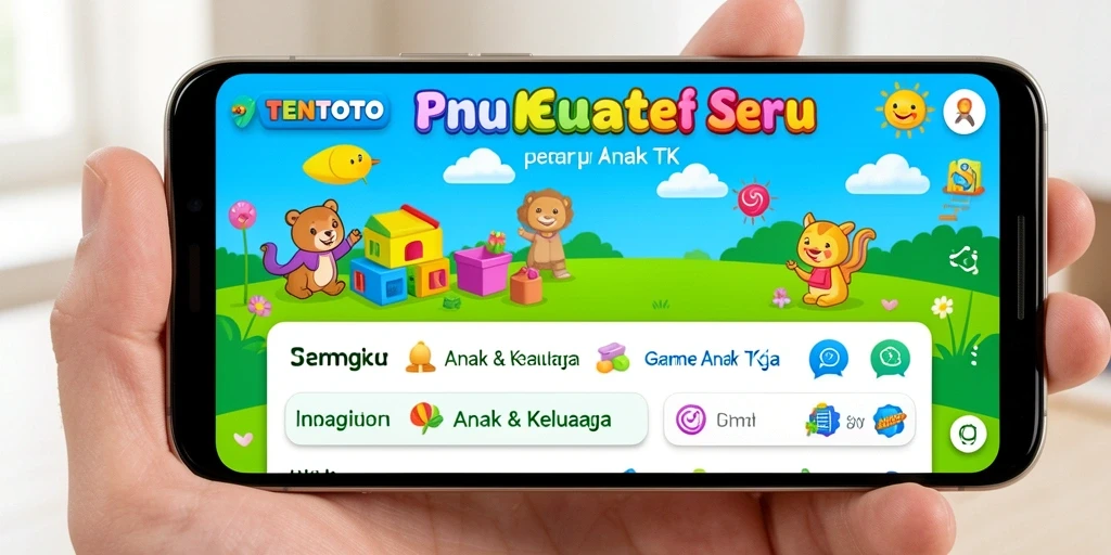 Tampilan antarmuka utama TENTOTO yang ramah anak.