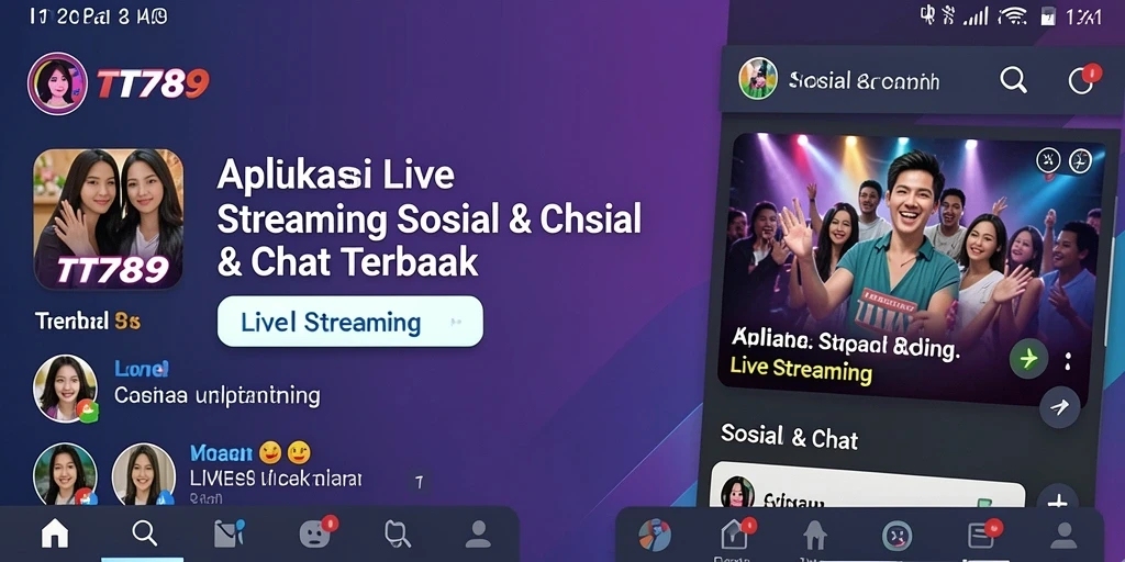 Antarmuka aplikasi TT789 dengan fitur Live Streaming interaktif.