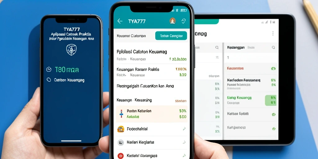 Antarmuka TYA777 yang menarik dengan fitur Catatan Keuangan.