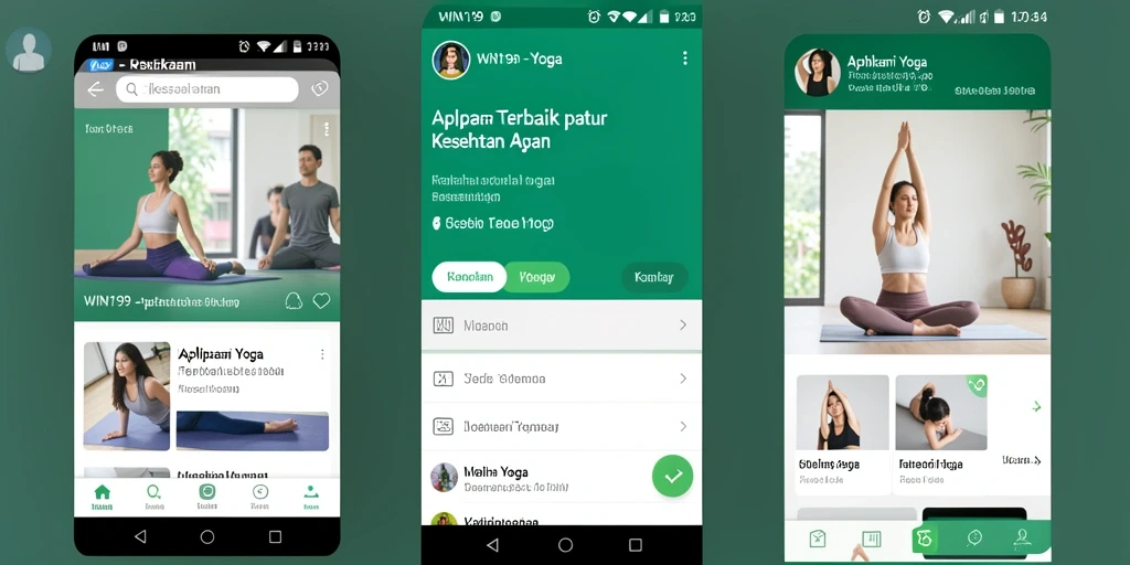 Antarmuka aplikasi WIN199 yang intuitif untuk latihan yoga.